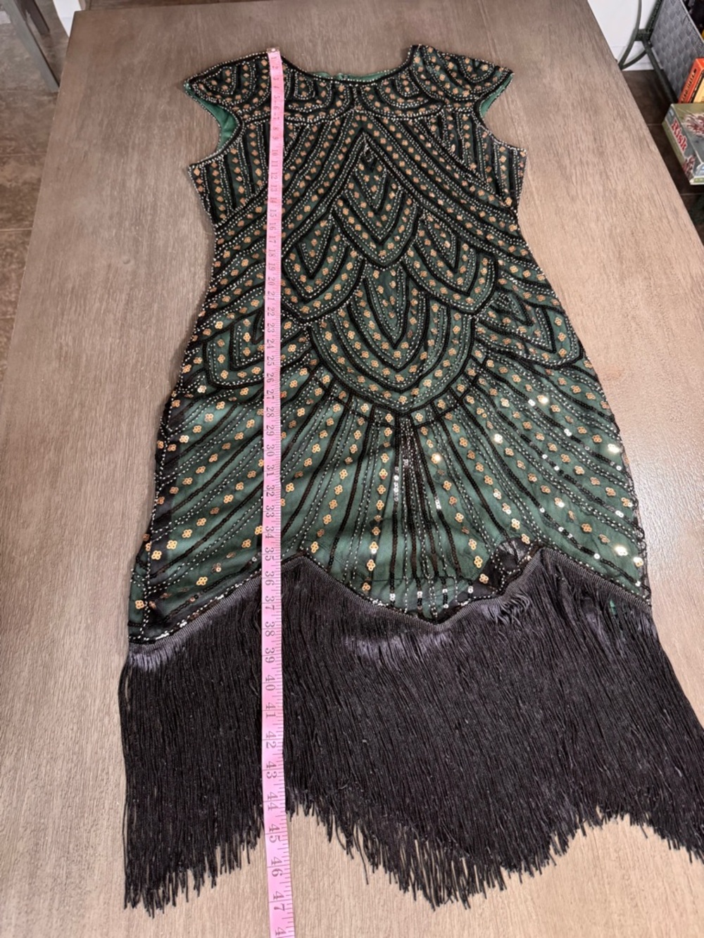 Fully Beaded 1920s Gatsby Vintage Style Flapper Dress MIDI Fitted XXL - Picture 12 of 12